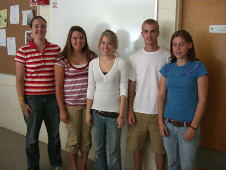 from left to right: Alison Boumeester, Kaitlin Brendel, Allie Finney, Peter Strohm, and Megan Britson