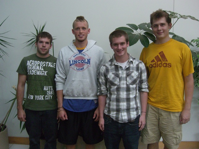 Team photo. Left to right: Joel Schmocker, Luke Juckett, Ian Linsmeier, Tyler Klann