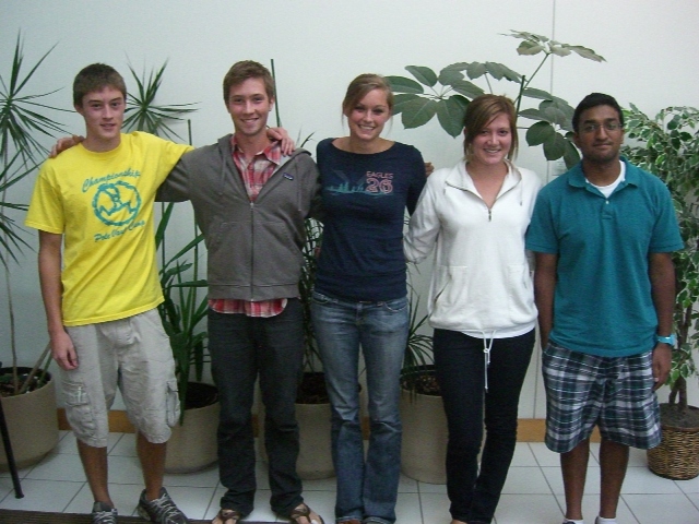 From left to right: Stephen Young, Tanner Marshall, Kelsey Hoegh, Karin Rasmussen, Vinodh Muthiah