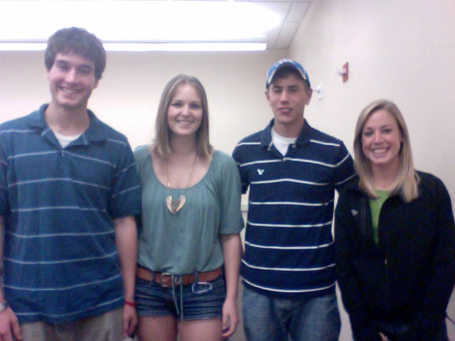 Left to Right:
James Dorrance,
Ashley Quinn,
Andrew Osterbauer, 
Emma Weinberger
