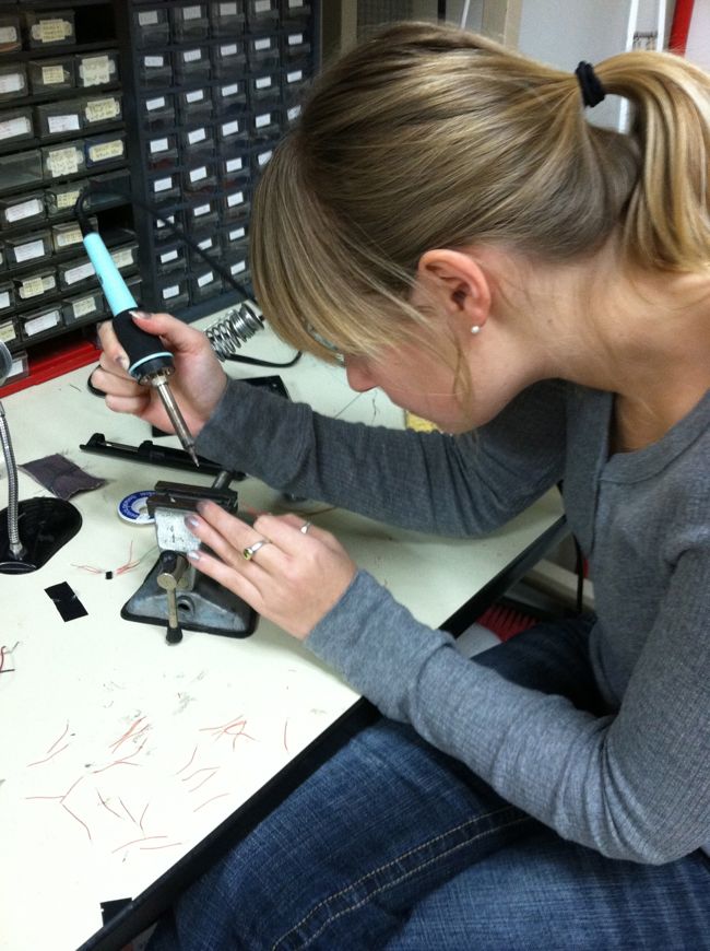 Rachel soldering wires for proximity circuit.