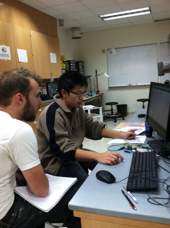 Billy (left) and Alpha (right) writing code for cadence measurement. 