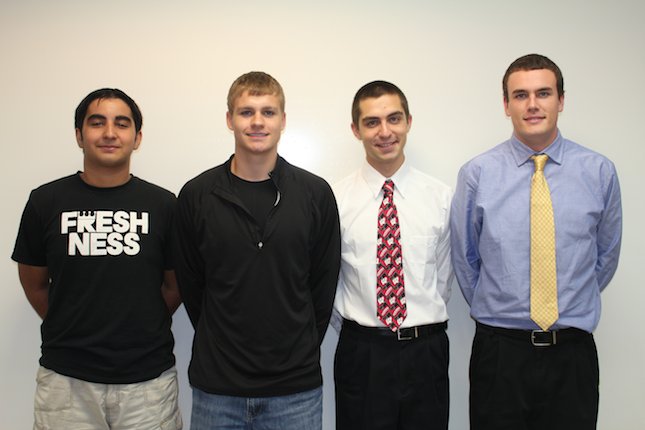 Team members from left to right: (Seyed Sadeghi, Zach Balsiger, Zach Vargas, Scott Carson) 
