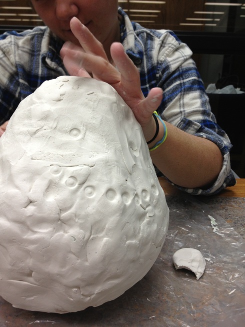 Ashley is hard at work making the mold for the inside cavity of the placenta.
