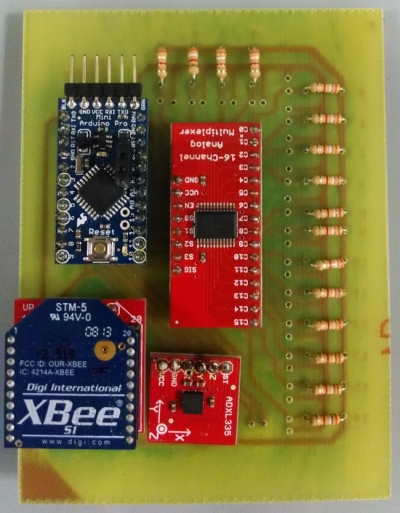 The completed circuit board without FSRs