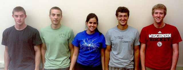 Team members from left to right:  Stephen Young,   Christopher Besaw,   Maria Estevez Silva,   David Hintz,   Paul Strand