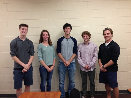 Team members from left to right: Adam Strebel, Emily Carroll, Michael Quirk, Tommy Zipp, and Jack Goss