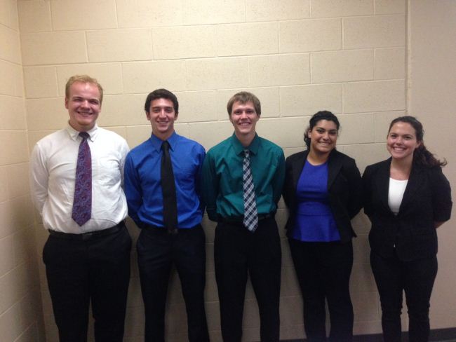 From left to right: Evan Lange, Tyler Max, Karl Kabarowski, Lida Acuna Huete, and Sarah Dicker