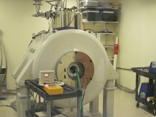 Small-Animal MRI Scanner: The bioreactor cartridge will be placed into the horizontal bore for scanning.