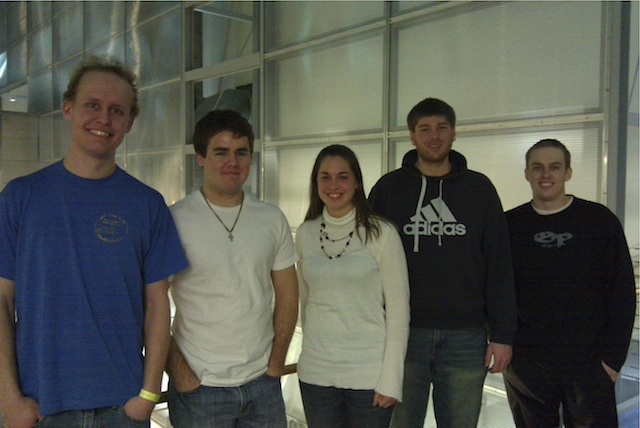 Team members (from left to right): Andy LaCroix, Alex Bloomquist, Kara Murphy, Jon Mantes (consultant), Graham Bousley