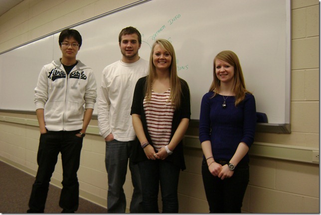 Team from left to right: Yue Hu, Jacob Stangl, Kelsi Bjorklund, Katherine Lake