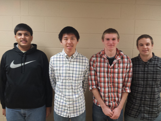 Team members from left to right: Shawn Patel, Xiyu (Steve) Wang, Jacob Hindt, and Andrew Vamos