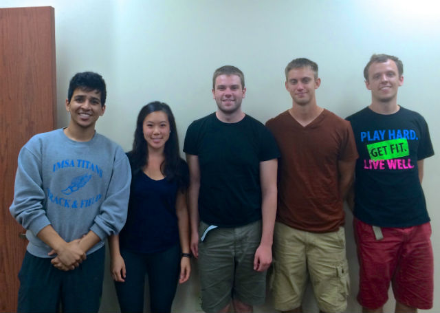 Team members from left to right: Maunie, Alice, Brandon (Dec 2014 grad), Dalton, Scott