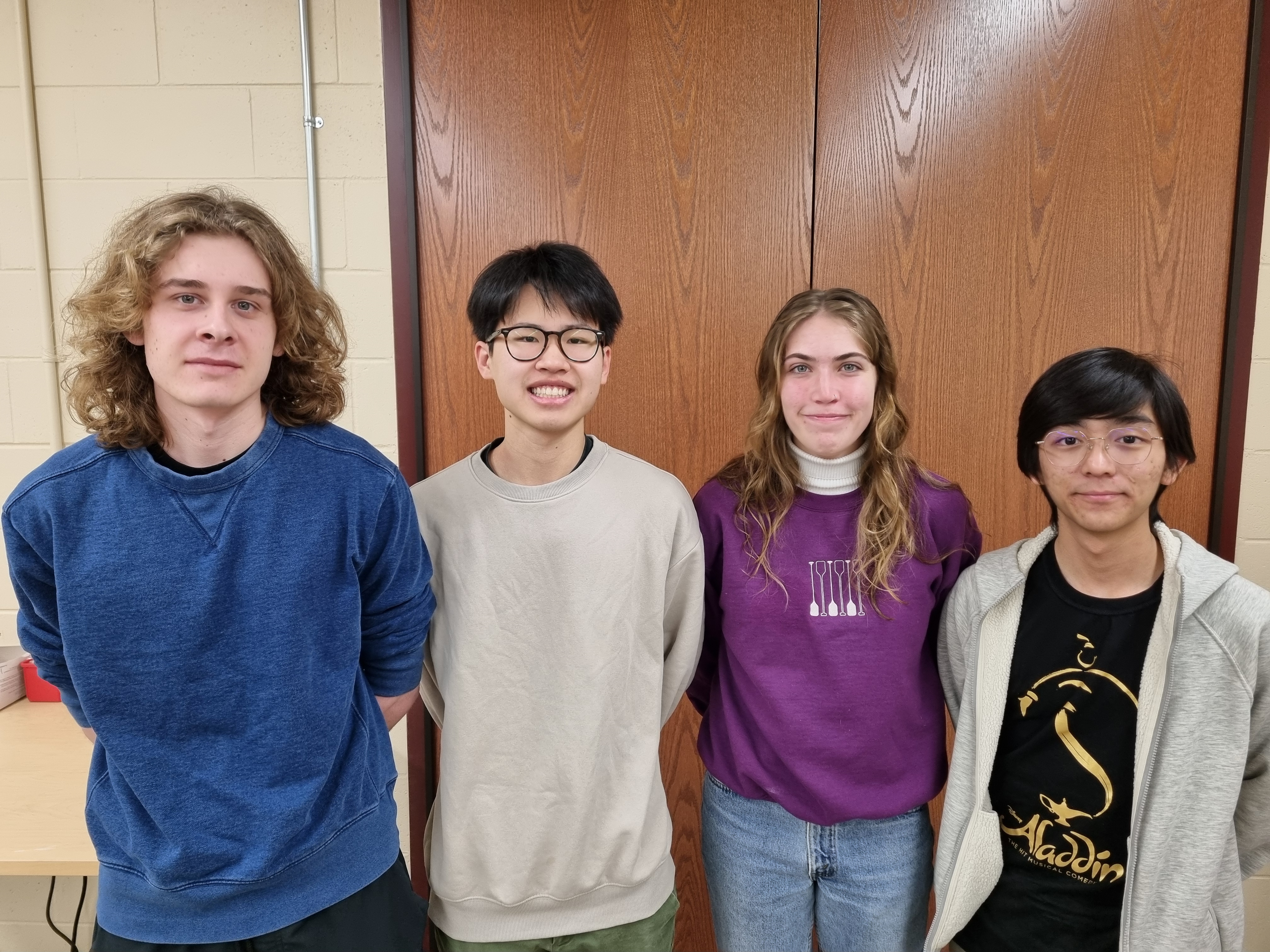 Group Picture: From Left to Right: Griffin Radtke (ME Team Leader), Jeffery Guo (BPAG), Sydney Therien (BME Team Leader & Communicator), Emilio Lim (BSAC & BWIG)  ,