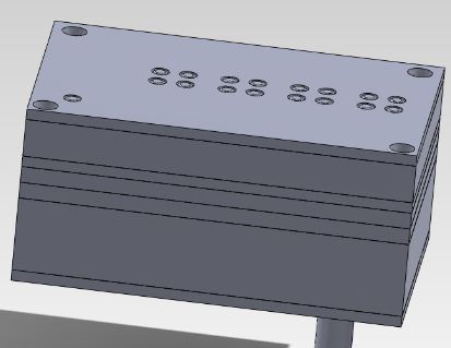 Finished SolidWorks Model of the prototype that displays time using Braille 