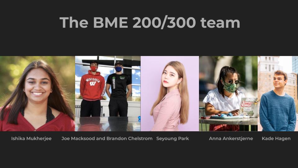This image shows the team to be working on this project in the Fall of 2020