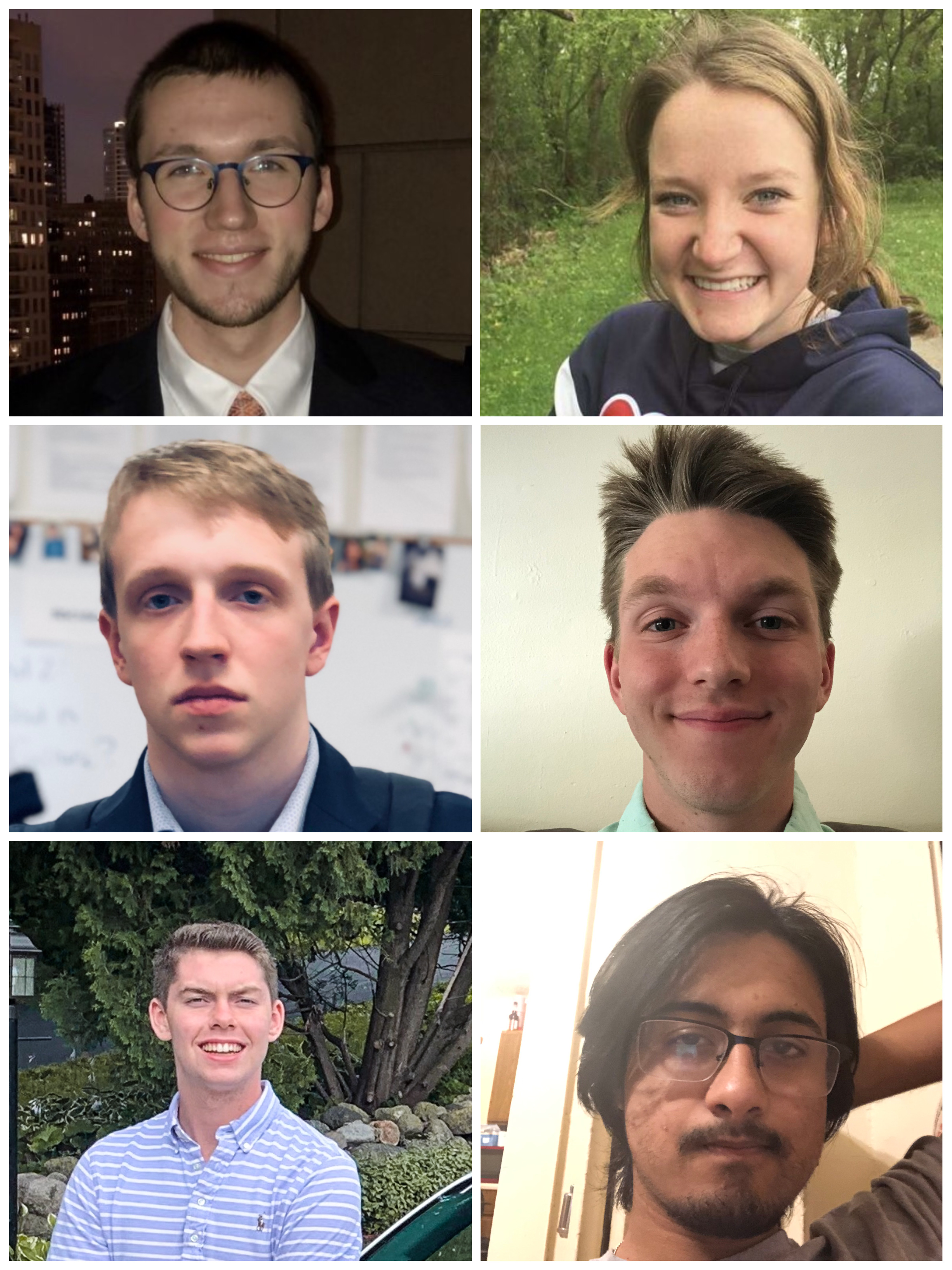 Marshall Walters (Top Left), Cate Fitzgerald (Top Right), Pierson Fisher (Middle Left), Riley Meyer (Middle Right), Noah WIlliams Jr (Bottom Left), Aaranyak (Arnie) Bhattacharya (Bottom Right)