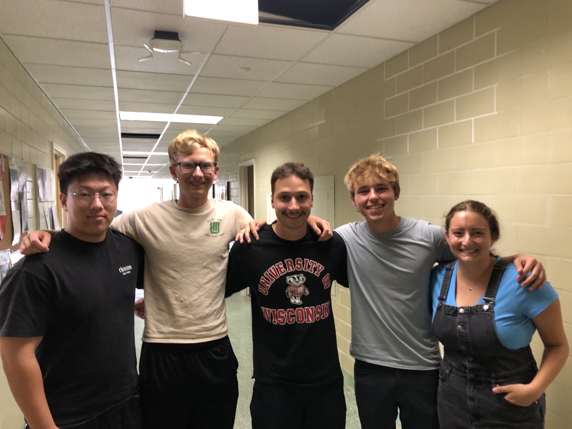 Team Members depicted in team photo; Far left: Zhaoyun/Jerry Tang, Middle Left: Nick Symons, Middle: Sawyer Bussey, Middle right: Tyler Haupert, Far right: Julia Salita