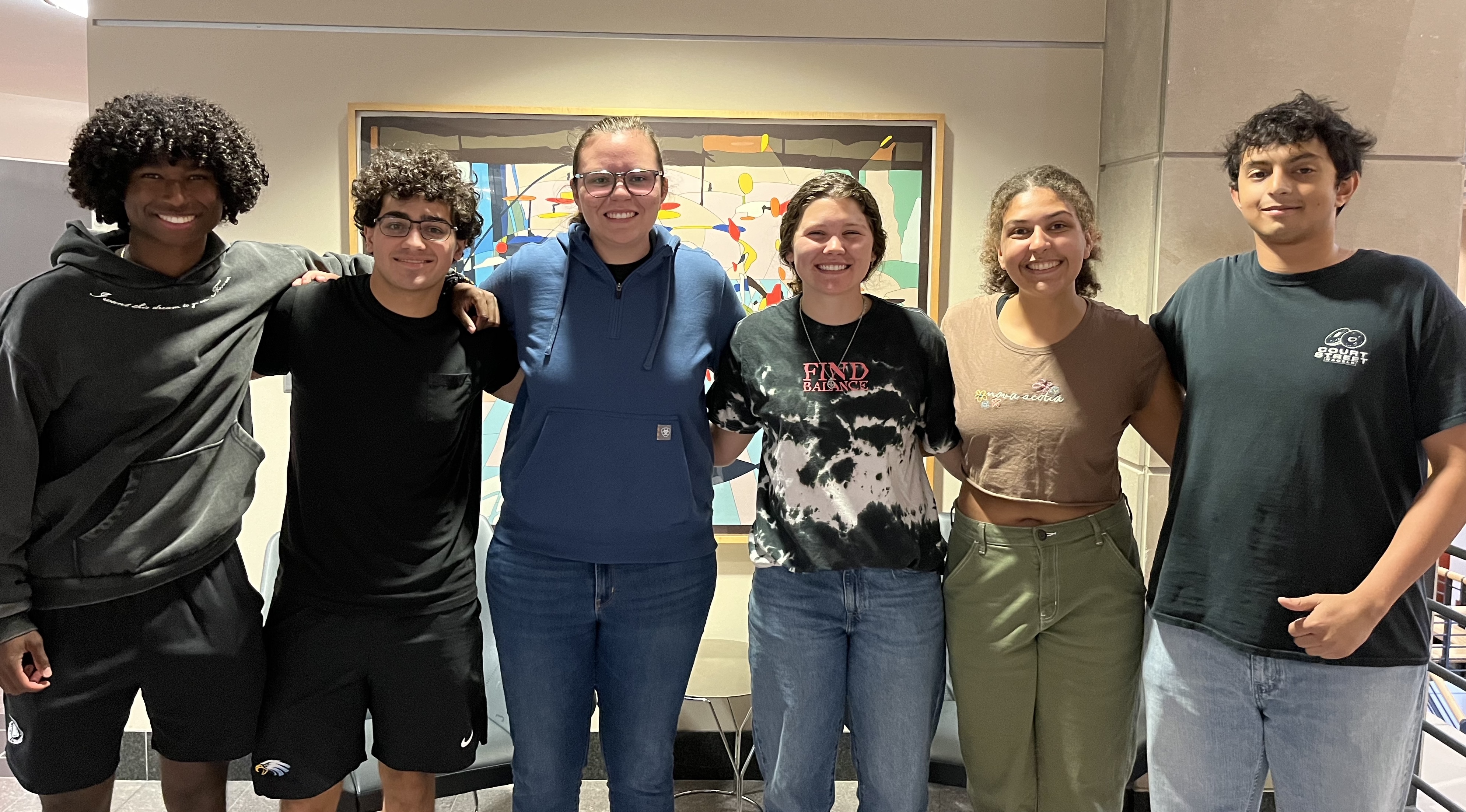 (left to right) Rohan Kumaran, Sameer Pradhan, Sierra Loosen, Samantha Kahr, Helen Sargeant and Druv Srinivasan.