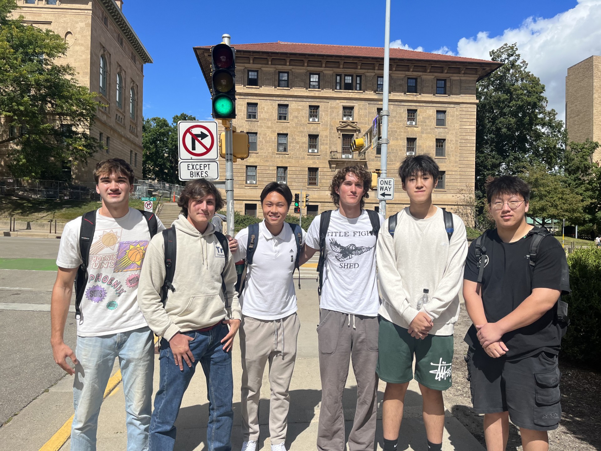 From left to right: Aidan Brey, Carl Assmus, Yiwei Dong, Callum Brown, Haozhe Ban, Zhaoyun Tang