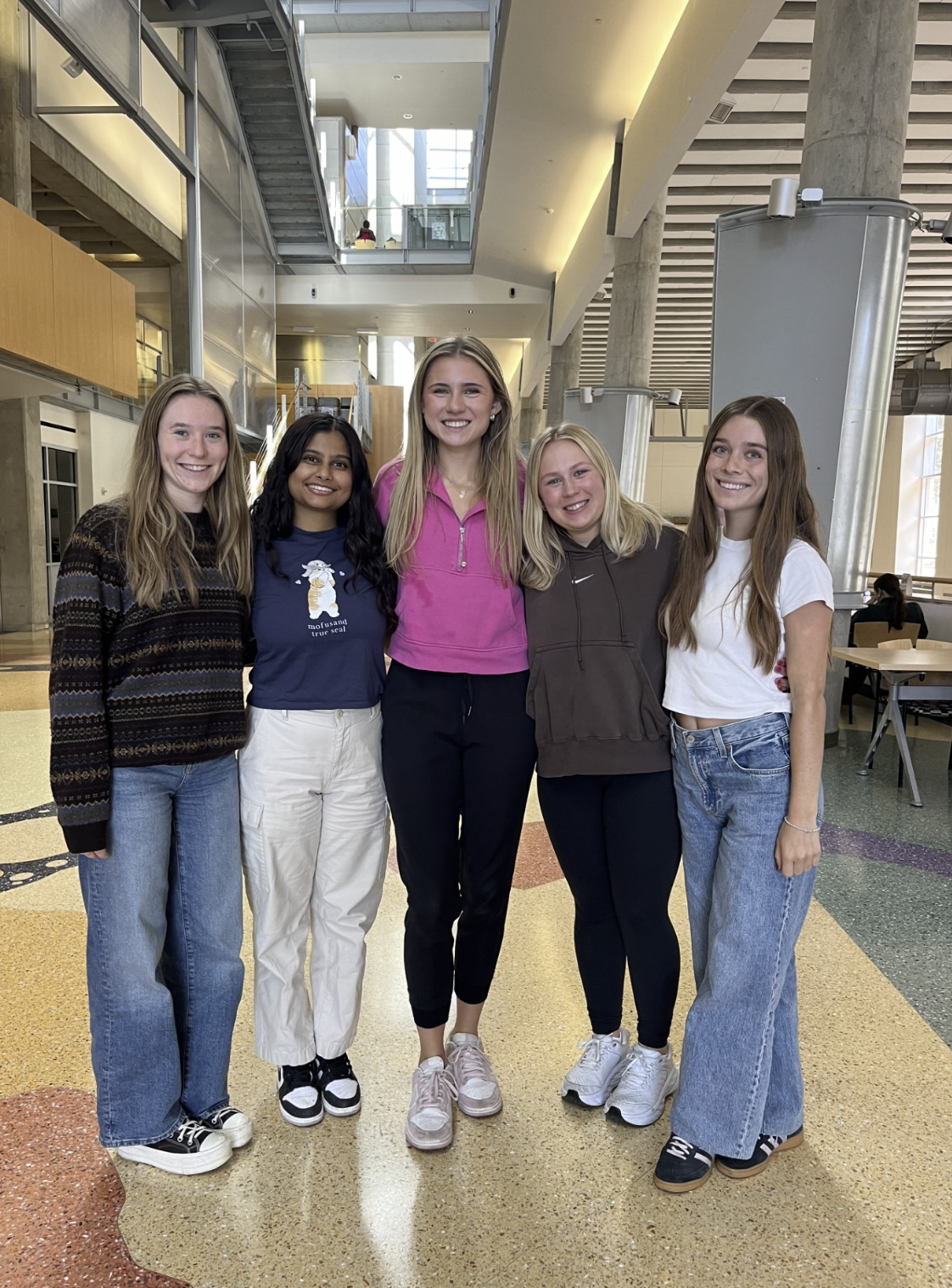 From left to right: Paige Zuber, Shrira Sarkar, Isabelle Peters, Lael Warren, Maggie McDevitt