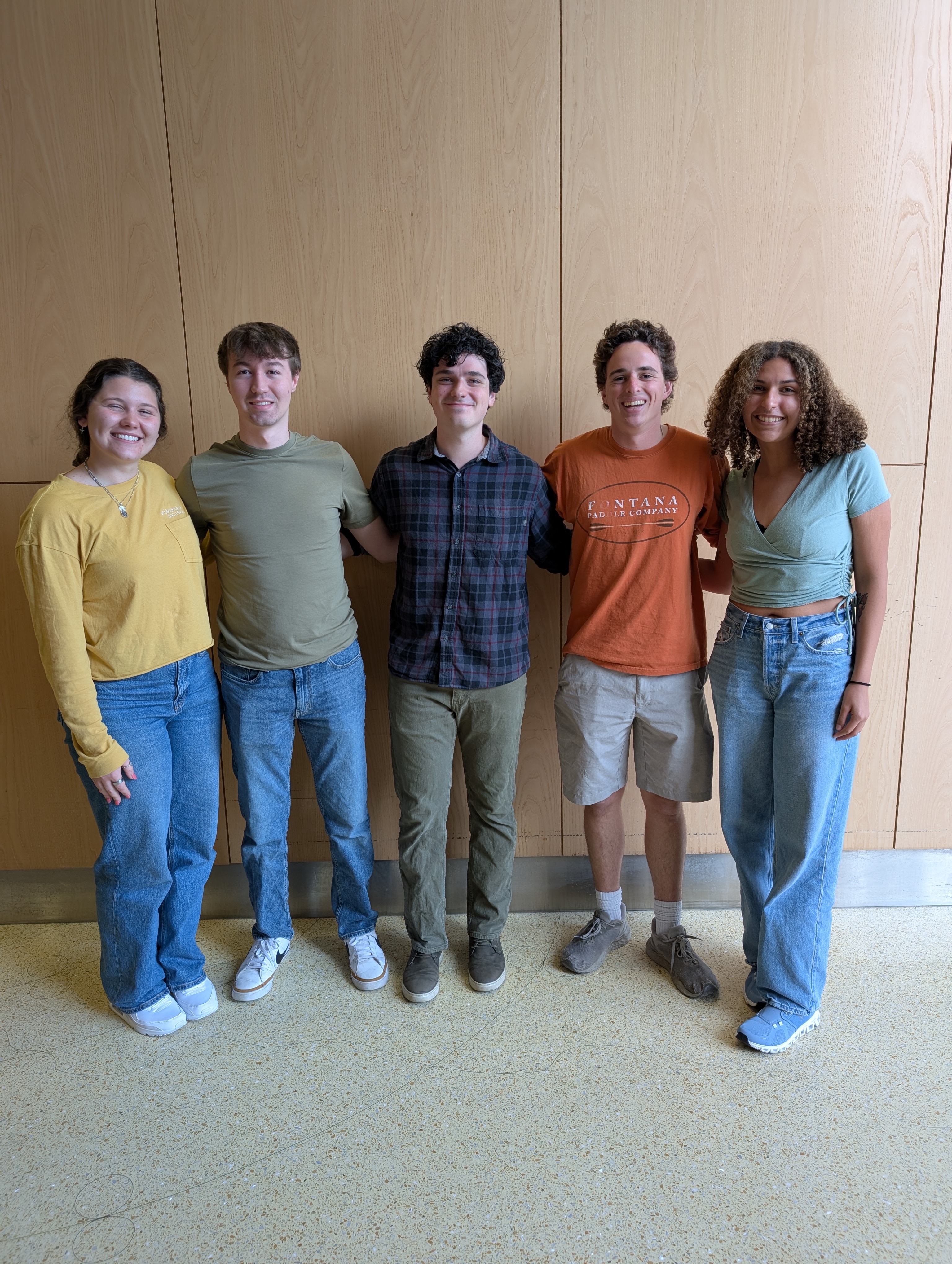 Pictured (Left to right): Samantha Kahr, Jacob Cosnowsky, Jake Allen, Declan McHugh, and Helen Sargeant