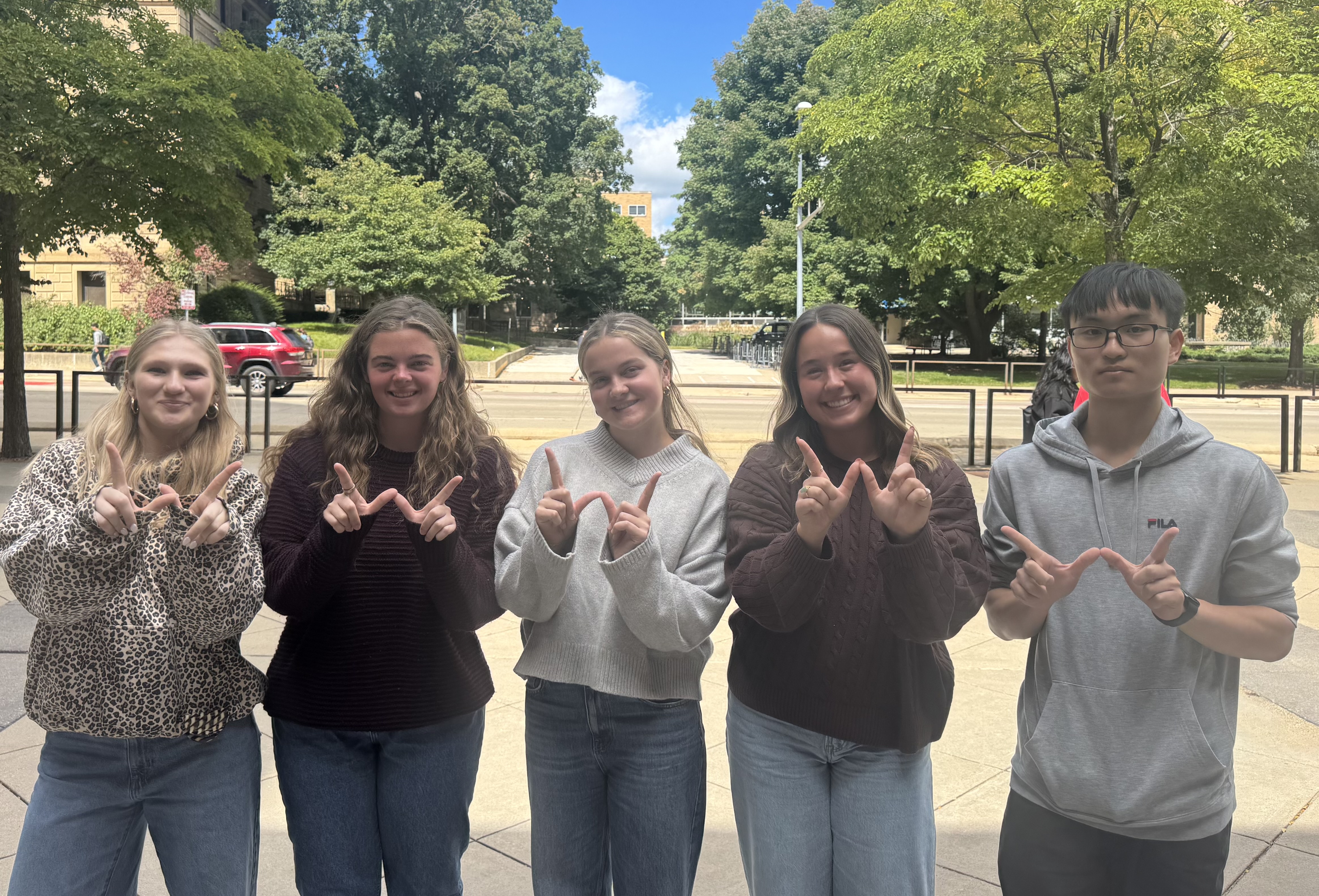 Team photo: (Left to right)Ava Palfi, Evelyn Mikkelson, Ava Fevold, Greta Mahlke, Steve Lee
