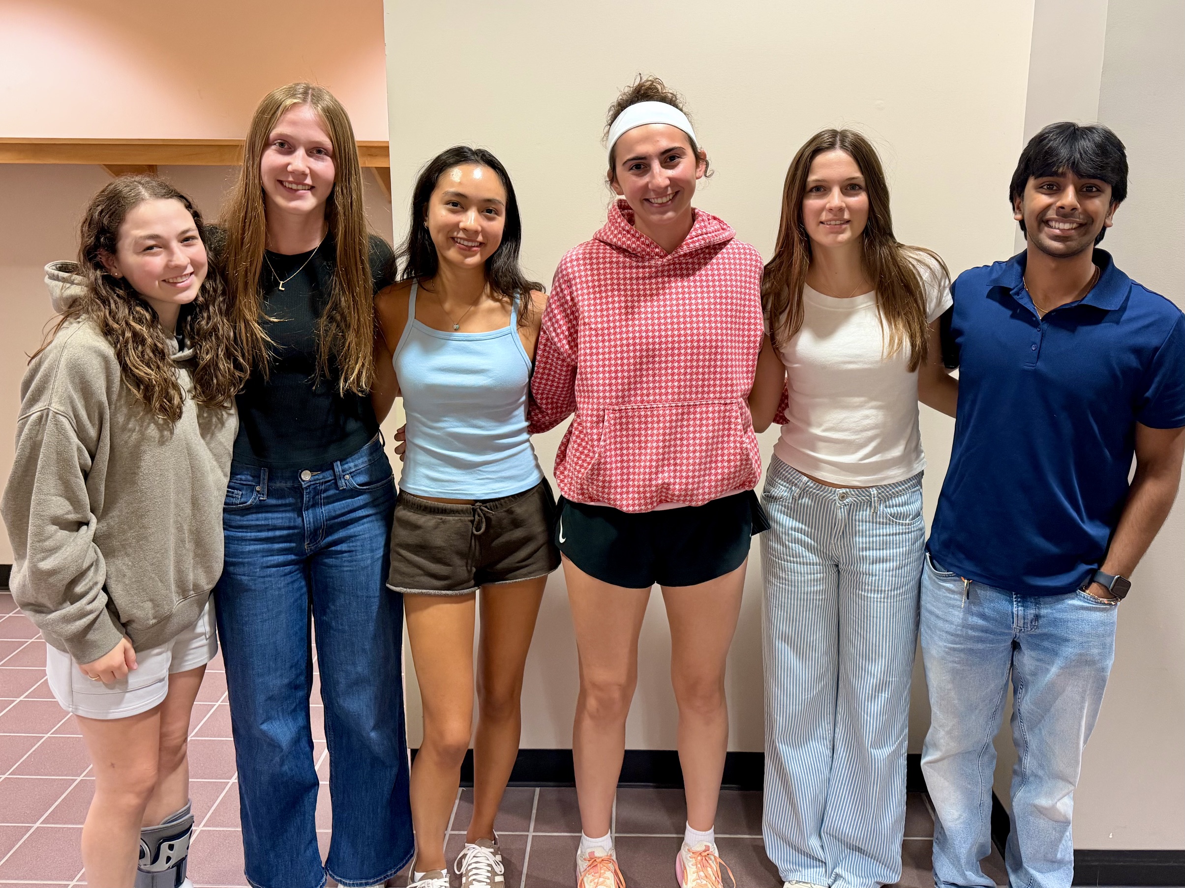 Team photo: Left to right Dana Gau, Elizabeth Graham, Enya Vahey, Morgan Prifogle, Kiera Klemm, Raghava Dwivedi