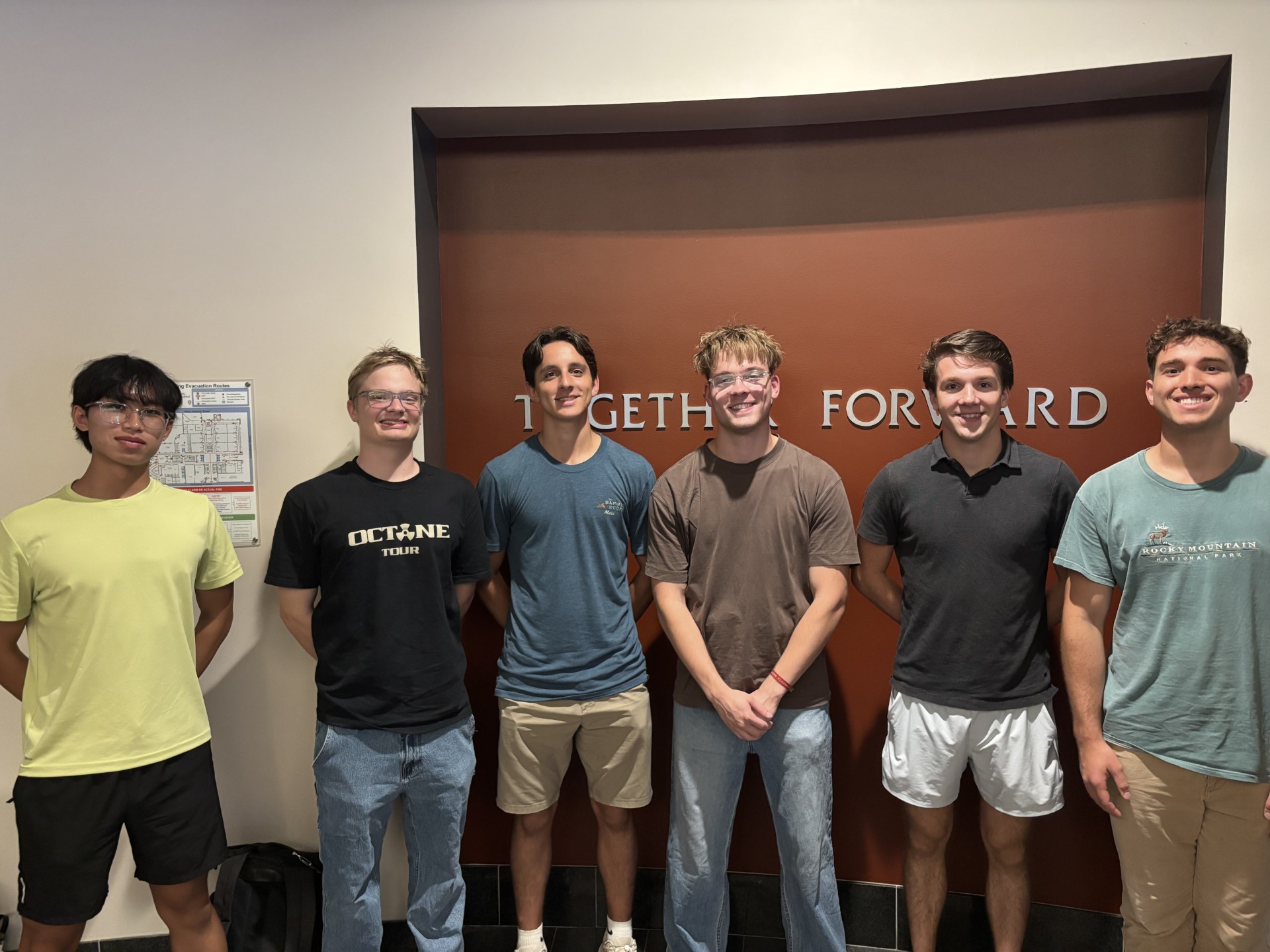 Team photo (left to right): Jonas Zhang, Charlie Fischesser, Johnny Sellers, Sam Wallin, Josh Slager, Christian Dittmar