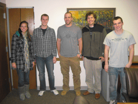From left to right:  Sarah Reichert, Jeff Hlinka, A.J. Sprangers, John Byce, Alex Johnson