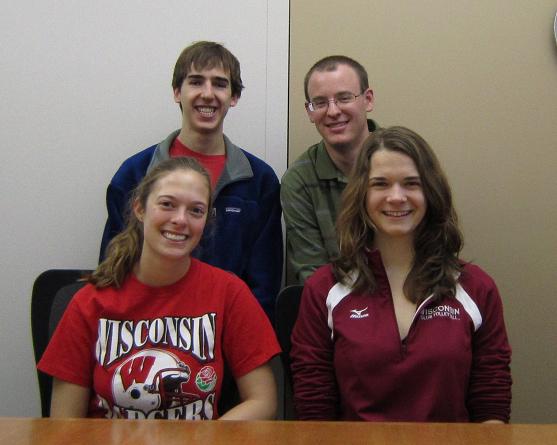 Top row (left to right): Jeff Theisen and Matt Bollom. Bottom row (left to right): Vanessa Grosskopf and Samantha Paulsen