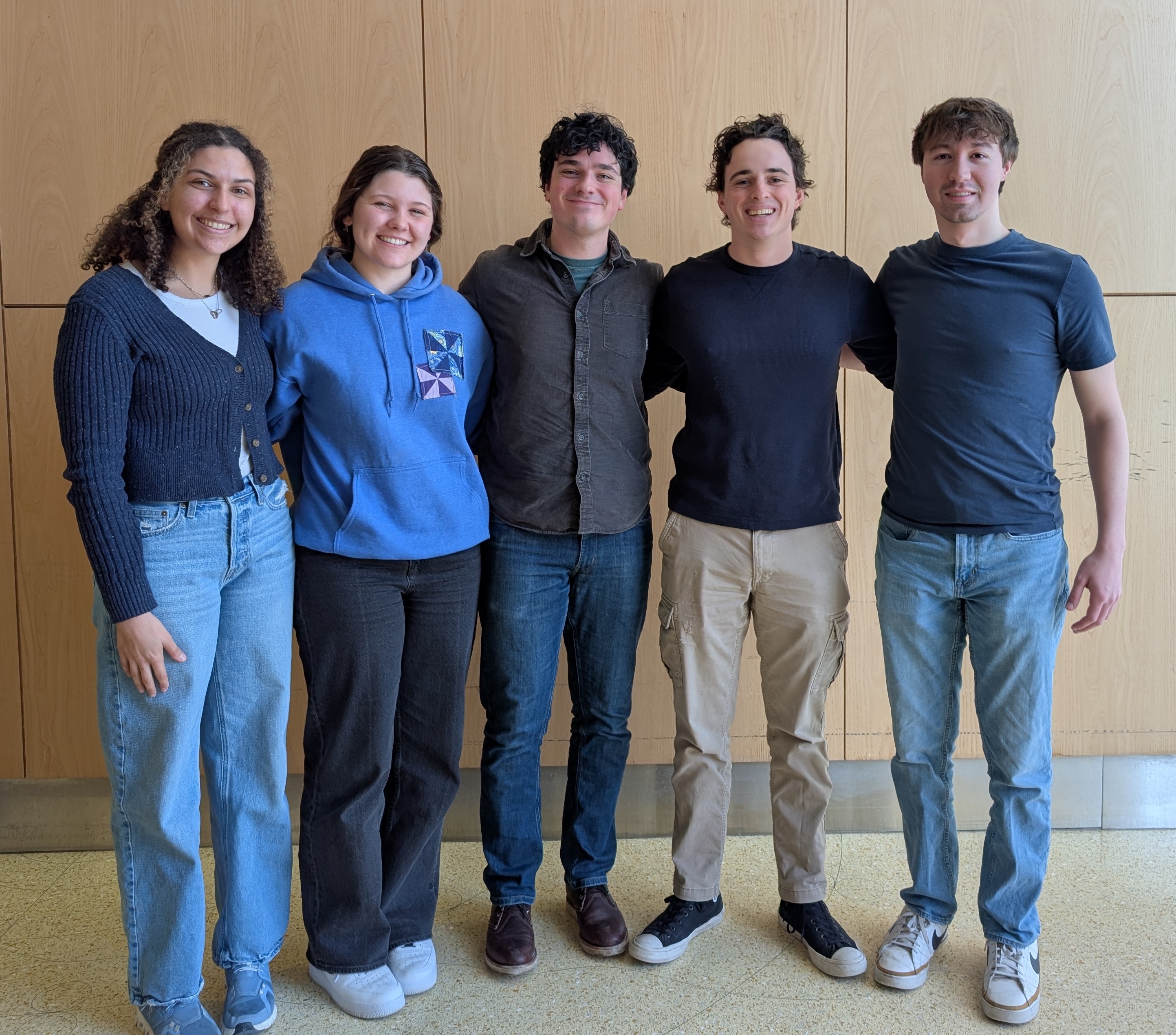 From Left to Right: Helen Sargeant, Samantha Kahr, Jake Allen, Declan McHugh, Jacob Cosnowsky