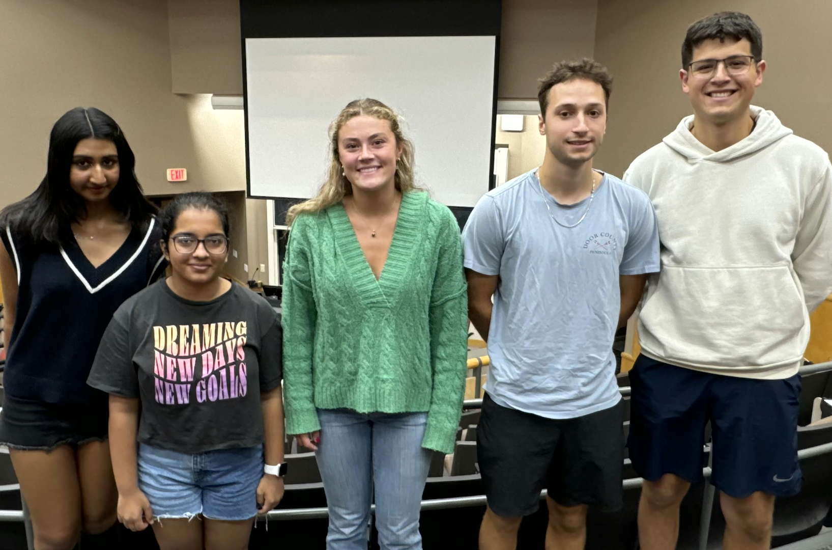 (from left to right)  Shreya Venkatesh, Shashandra Suresh, Charlotte Thomas, Sawyer Bussey, Alec Schabowsky