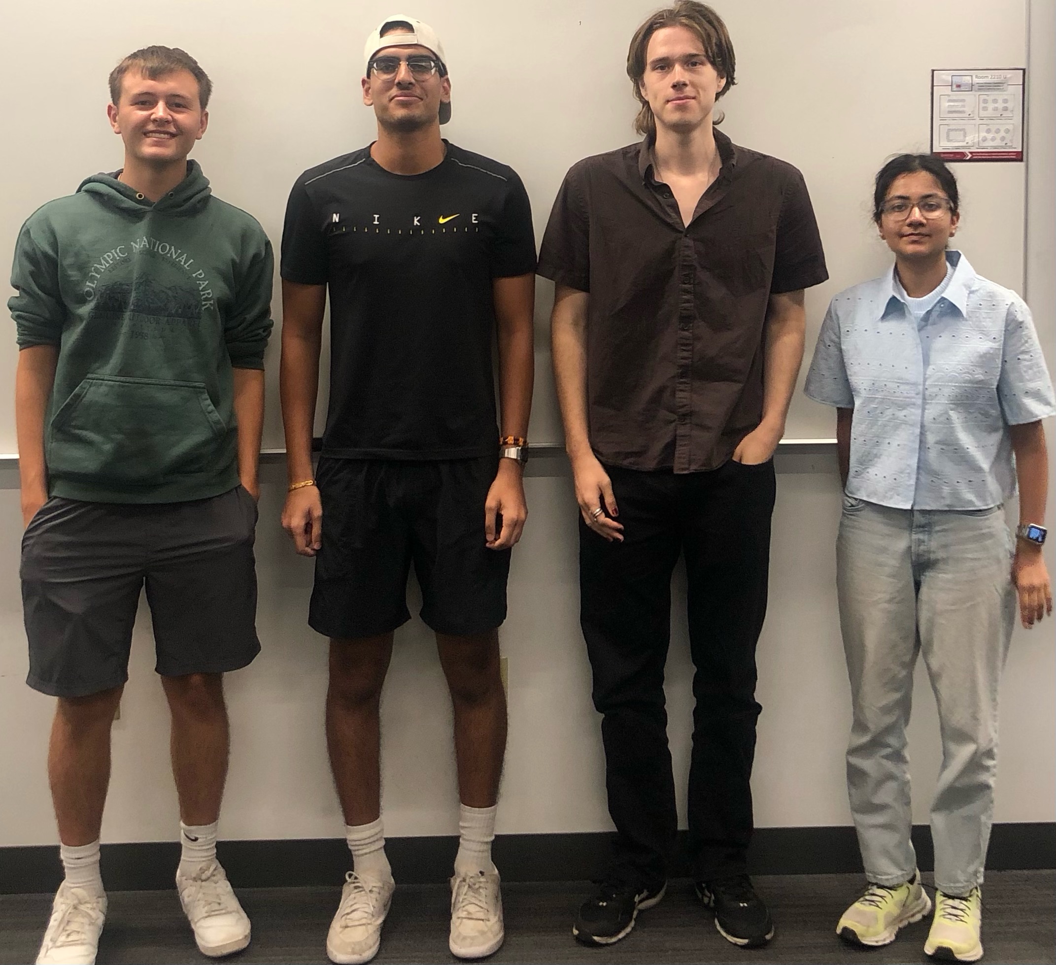 Team Members (from left to right): Dylan Croce, Saketh Peddireddy, Nikolai Hess, Siya Mahajan