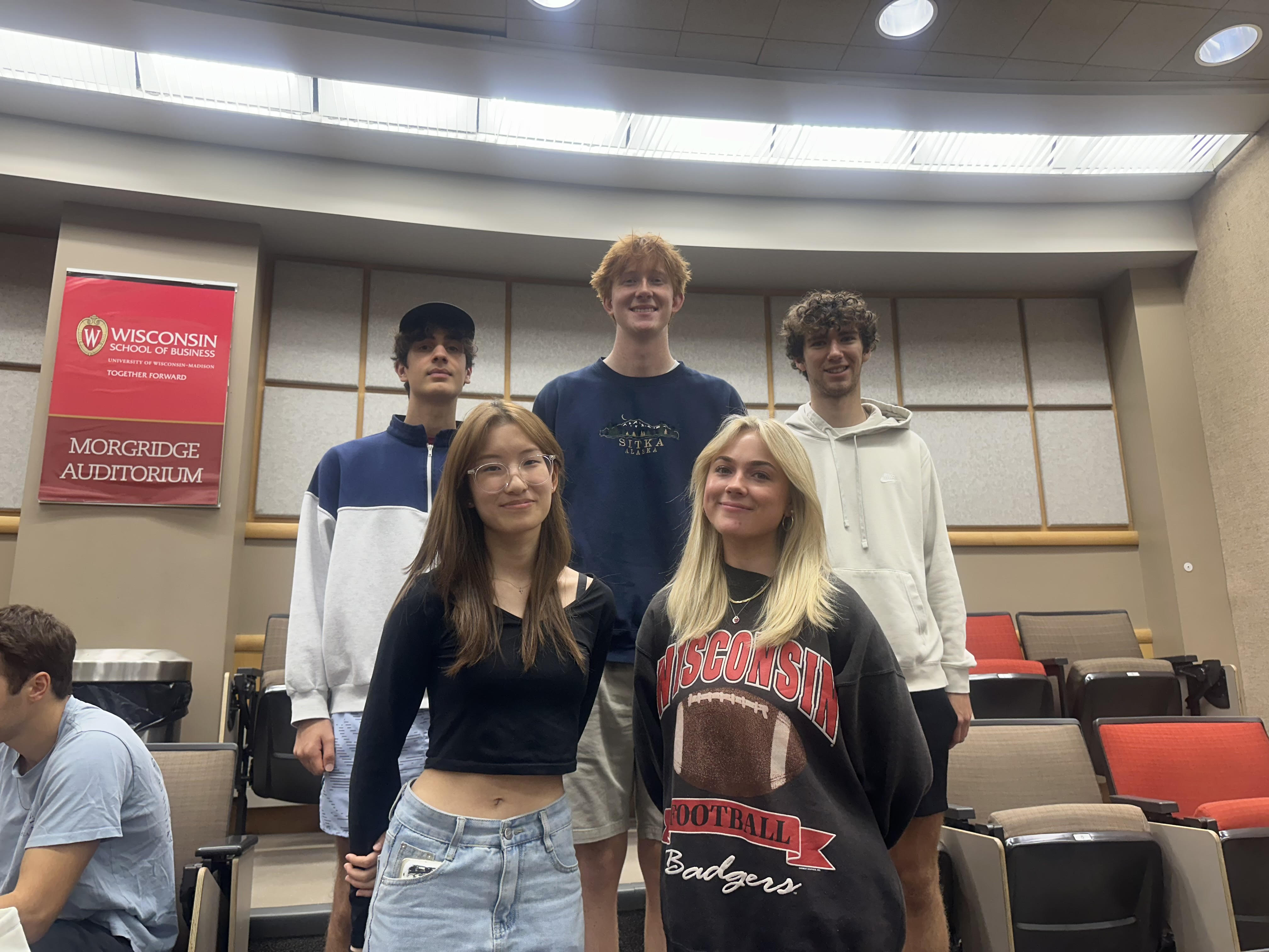 Team Picture for the Aptima Inc: Gang charging System. Top left: Kenan Sarlioglu, Top middle: Luke Blaska, Top right: Jake Maisel, Bottom left: Yeanne Hwang, Bottom right: Ally Rausch