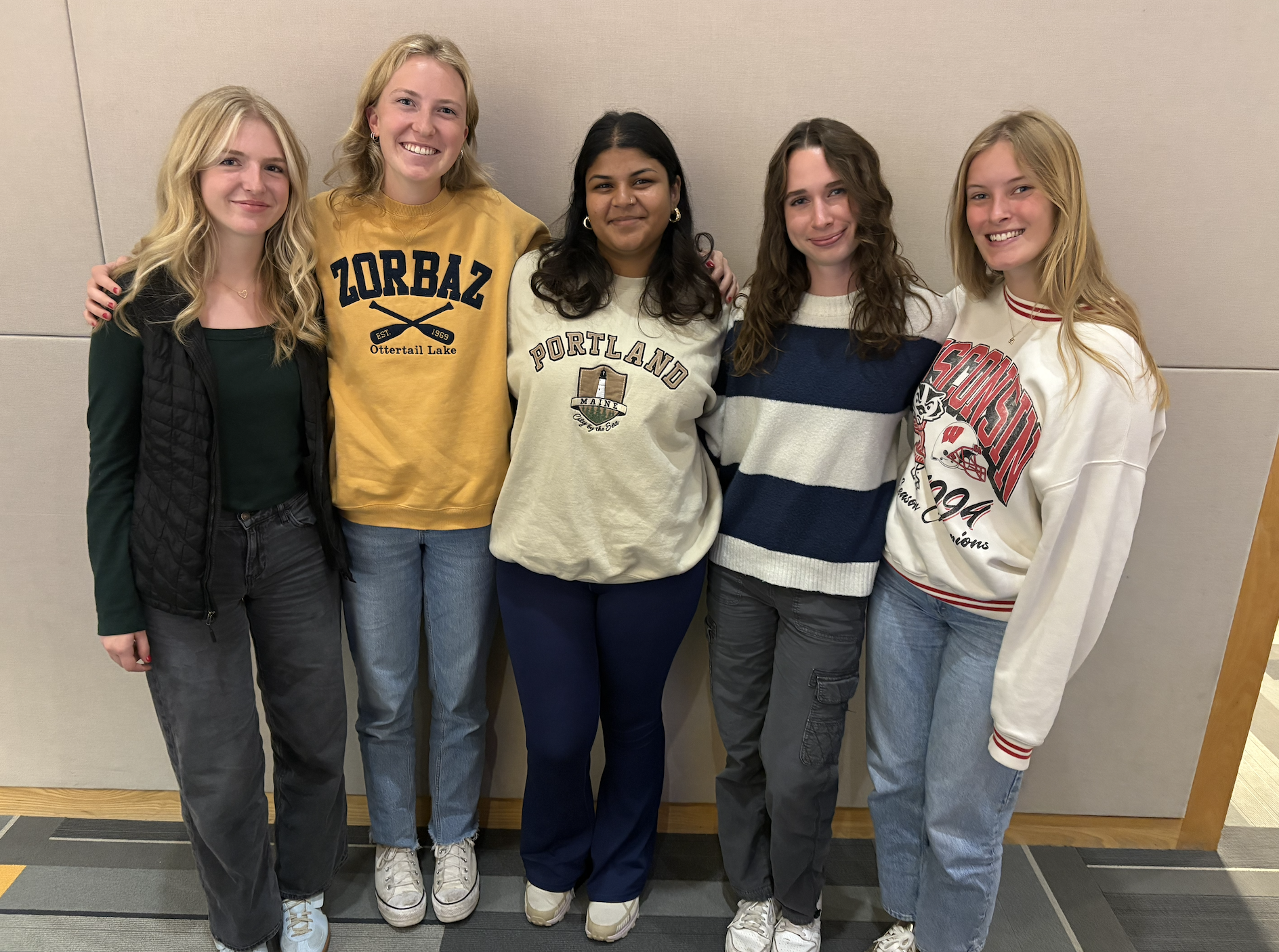 Left to Right: Sarah Kendall, Ella Eklund, Rayona Kinny, Alyssa Uhl, Molly Wilhelmson