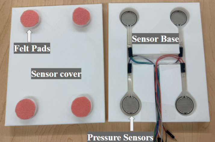 Pressure sensor holder with sensors and felt pads
