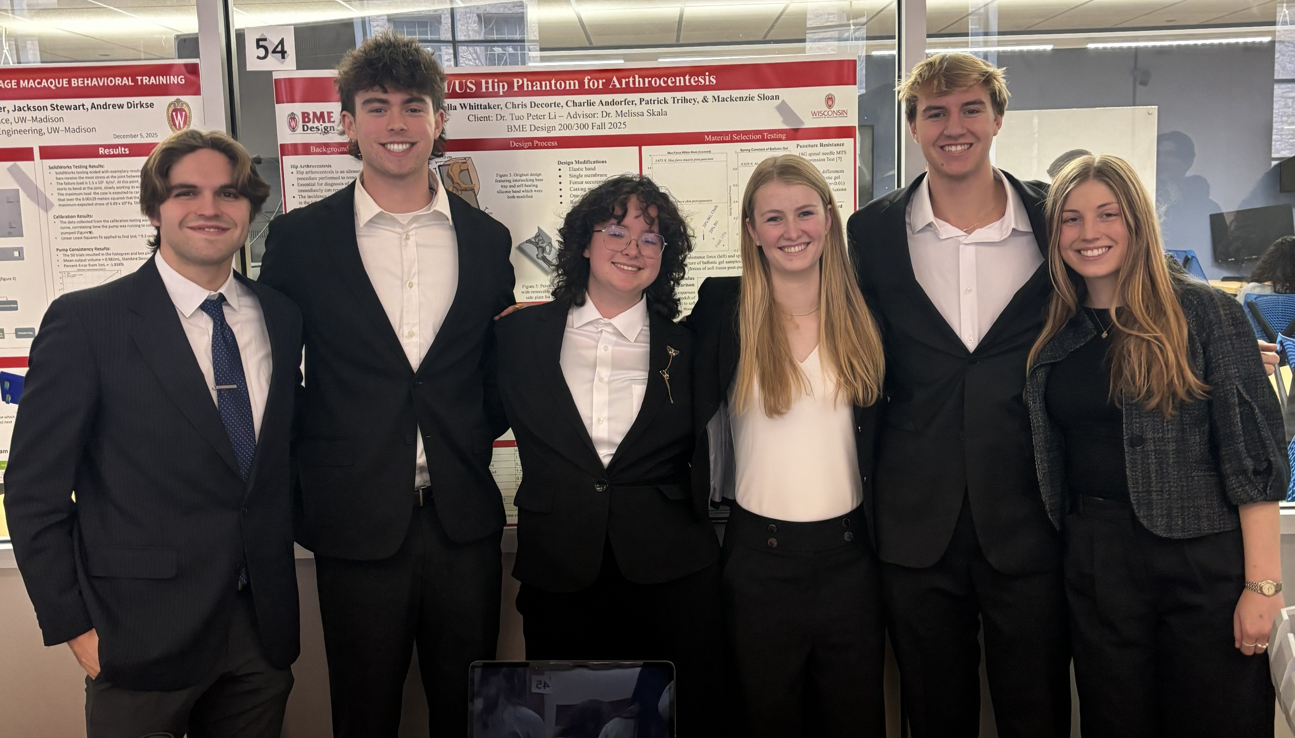 Team photo: Left to right Christopher DeCorte, Charles Andorfer, Carmella Whittaker, Mackenzie Sloan, Patrick Trihey, Alexa Bremmer