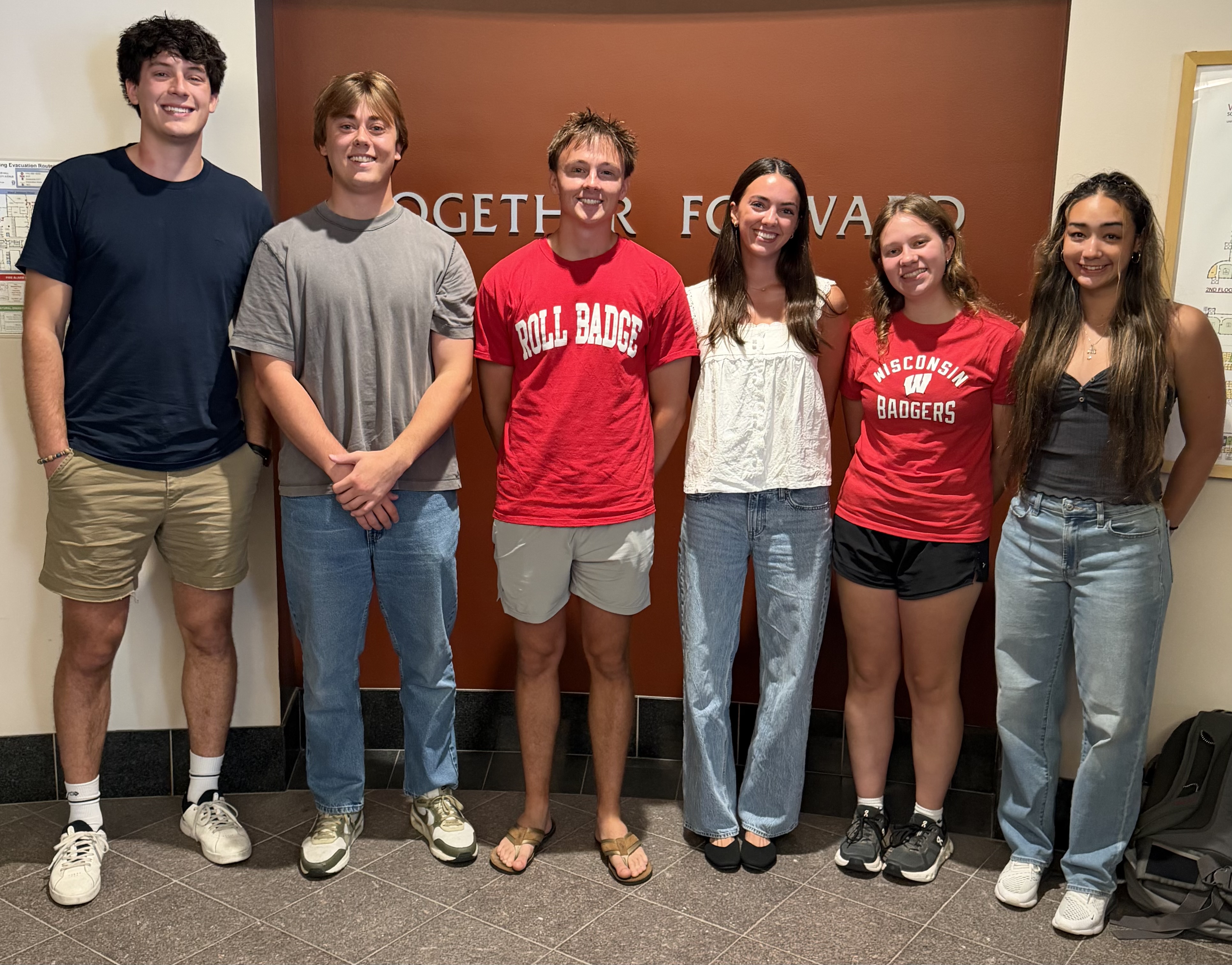 Team photo: (Left to right) Ben Willihnganz, Sam Dudek, Marcus Wentzel, Claire Matthai, Katelyn Williams, Kimberly Jarrard