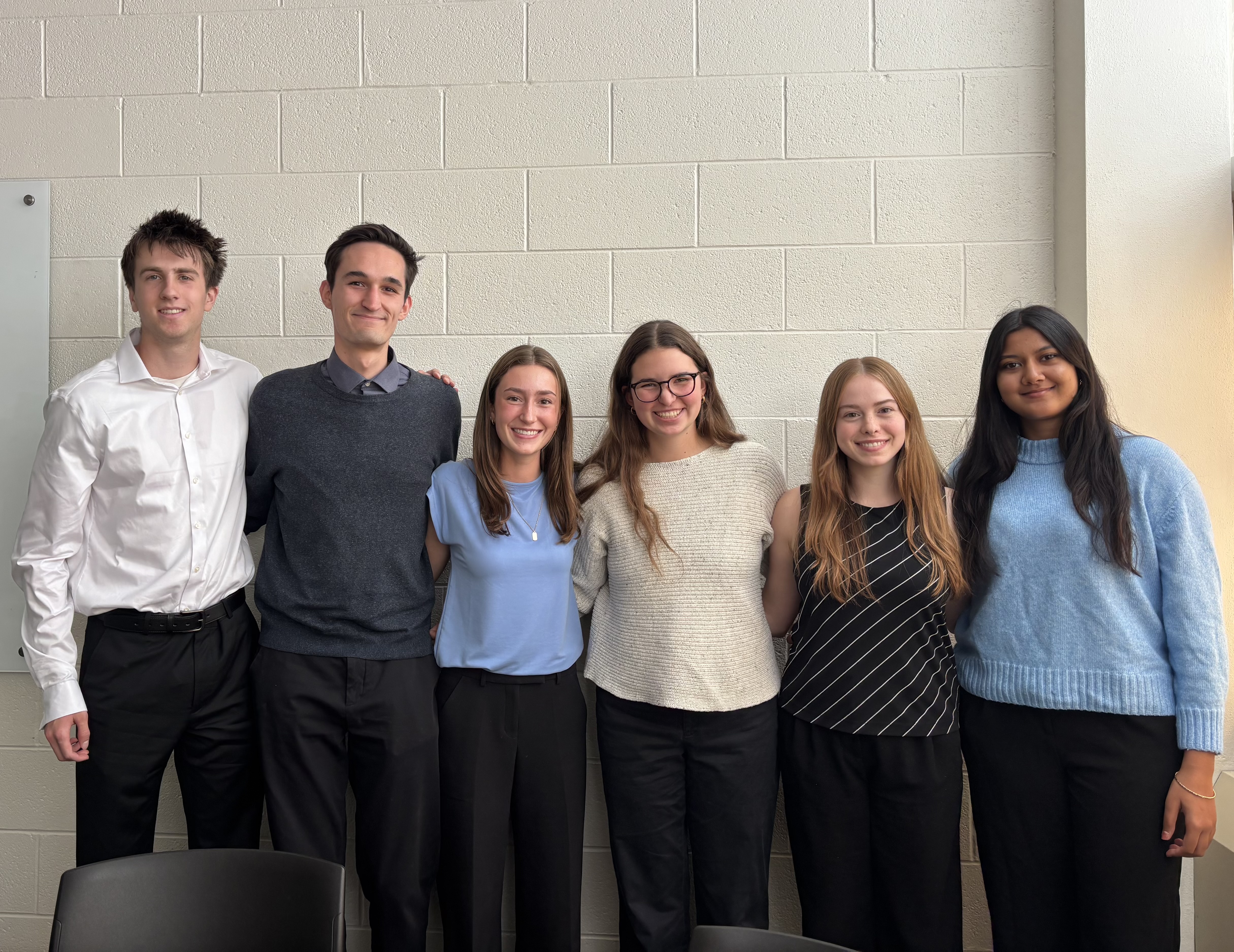 Team photo: From left to right is Sam Anderson, Benjamin Pytlik, Anna Wood, Tess Brazee, Mara Van Dyke, and Miti Patel