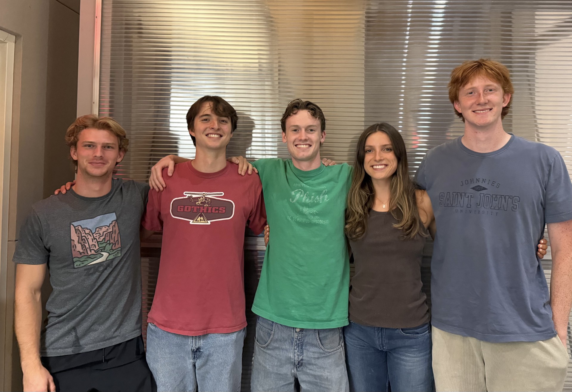 Team photo: (left to right) Sam Litzau, John Dolan, Hank Hegeman, Mariah Smeeding, Luke Blaska
