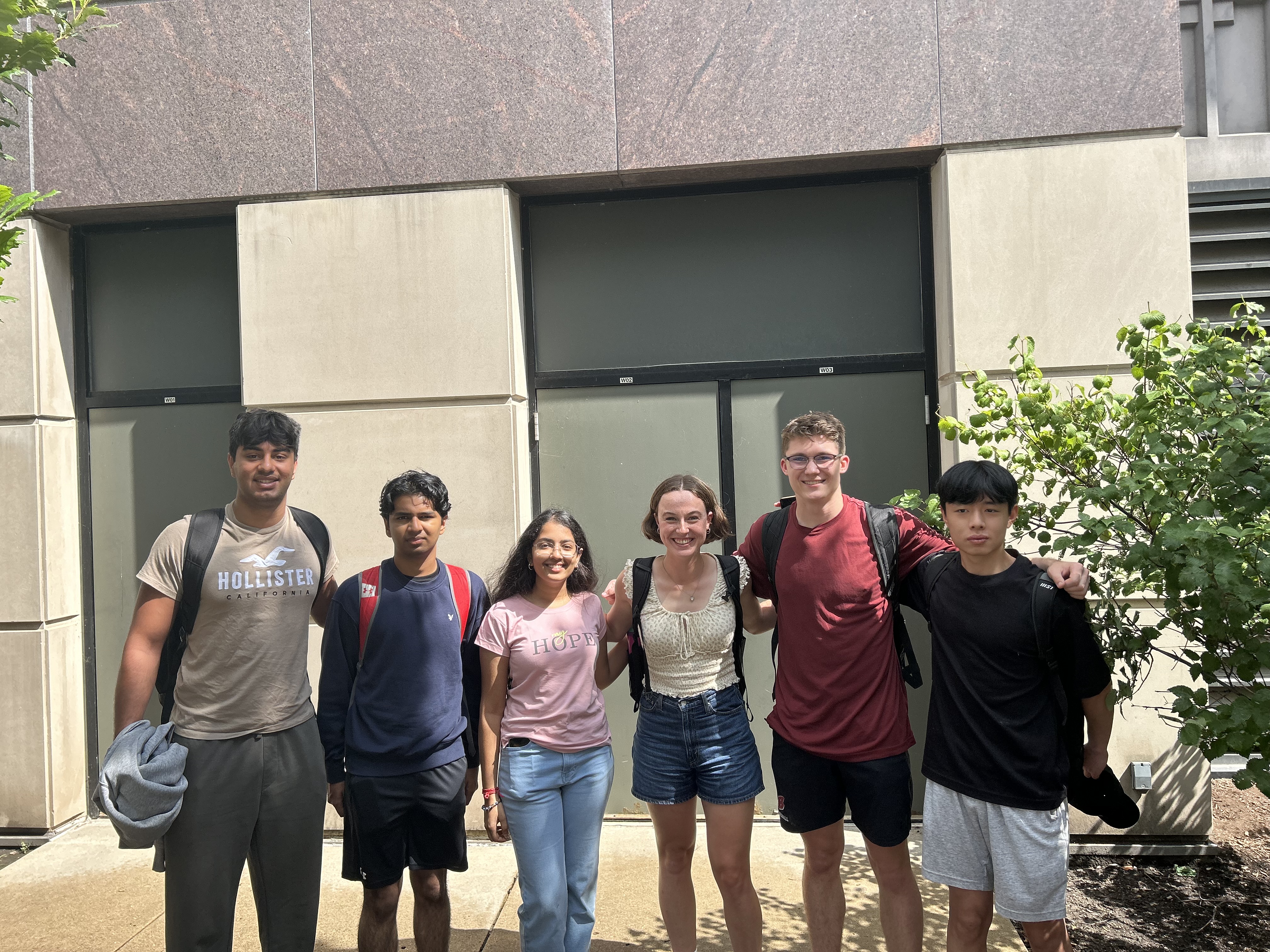 From left to right: Nirvaan Jaitli, Achyuth Kasthoori, Shravani Goel, Elizabeth Bordini, Owen Knopp, Jan Sumar