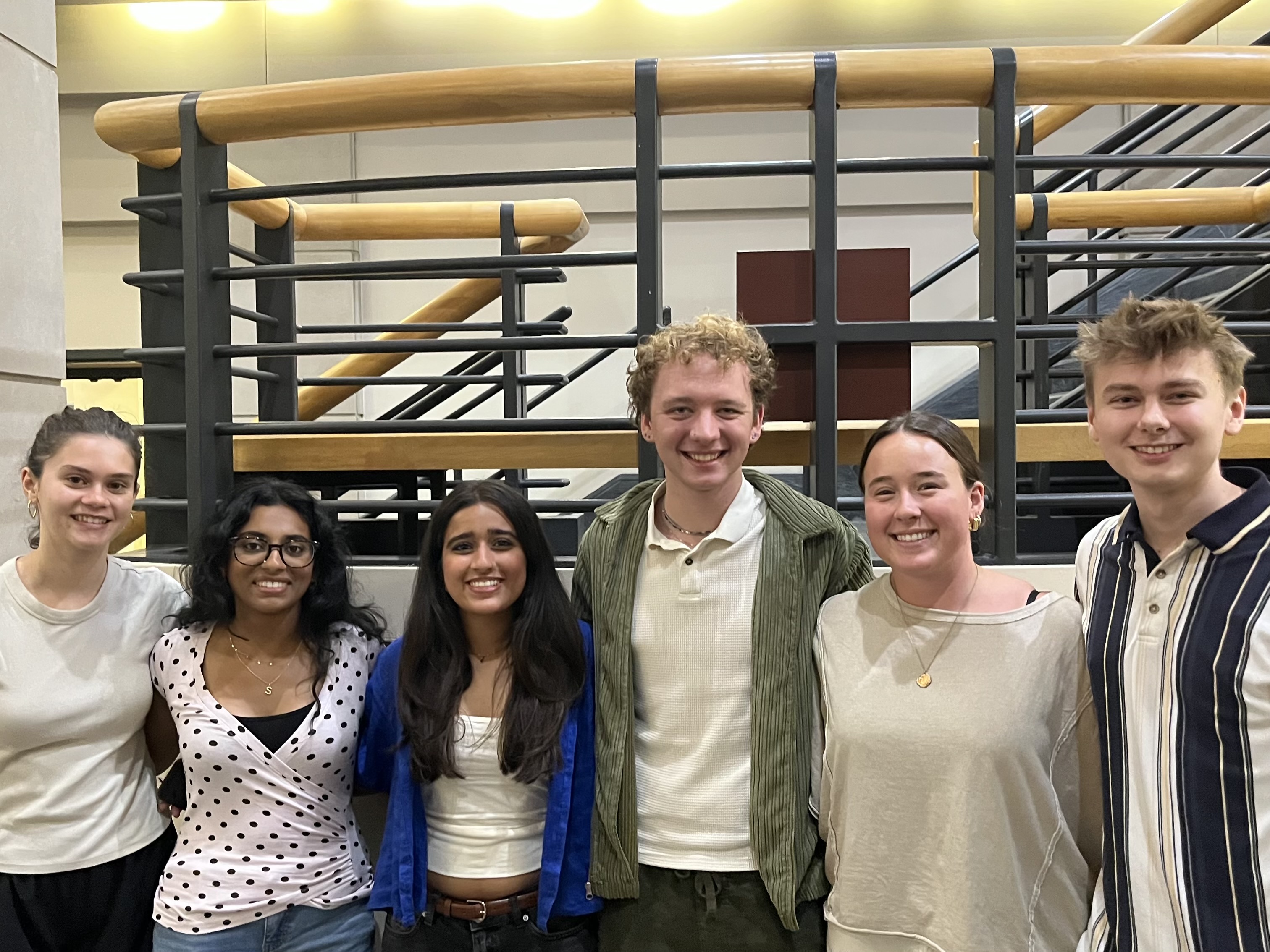 Left to right: Sophia Mazer, Sri Krishnan, Safia Syed, Sam Brandt, Greta Mahlke, and Eli Von Holtum