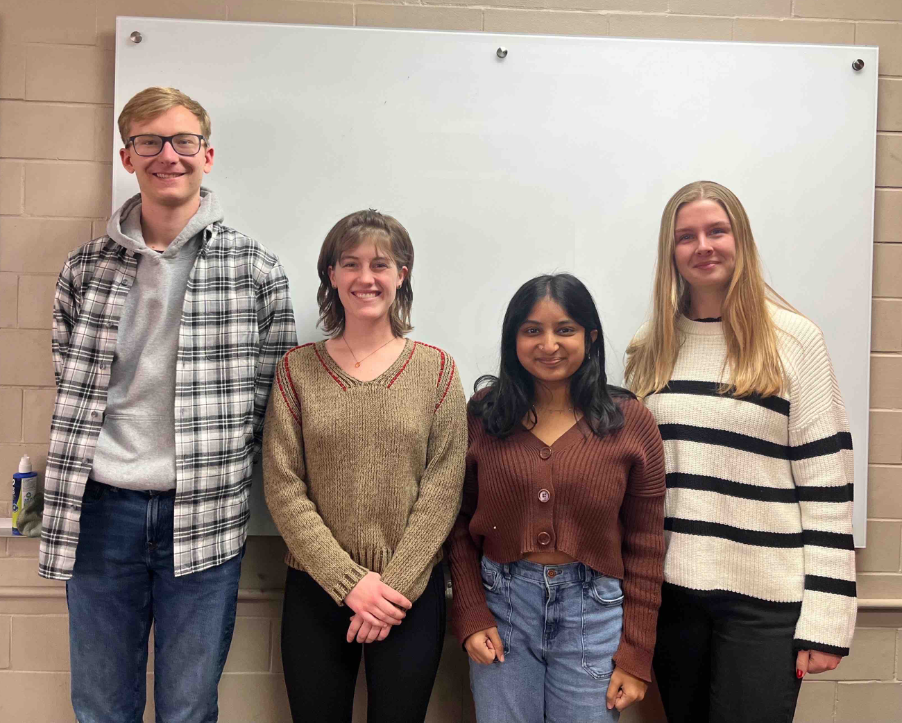 Team photo, from left to right: Nick Symons (BSAC), Alice Hegeman (BWIG), Mahathi Karthikeyan (Team Leader), Julie Lorenzen (Communicator)