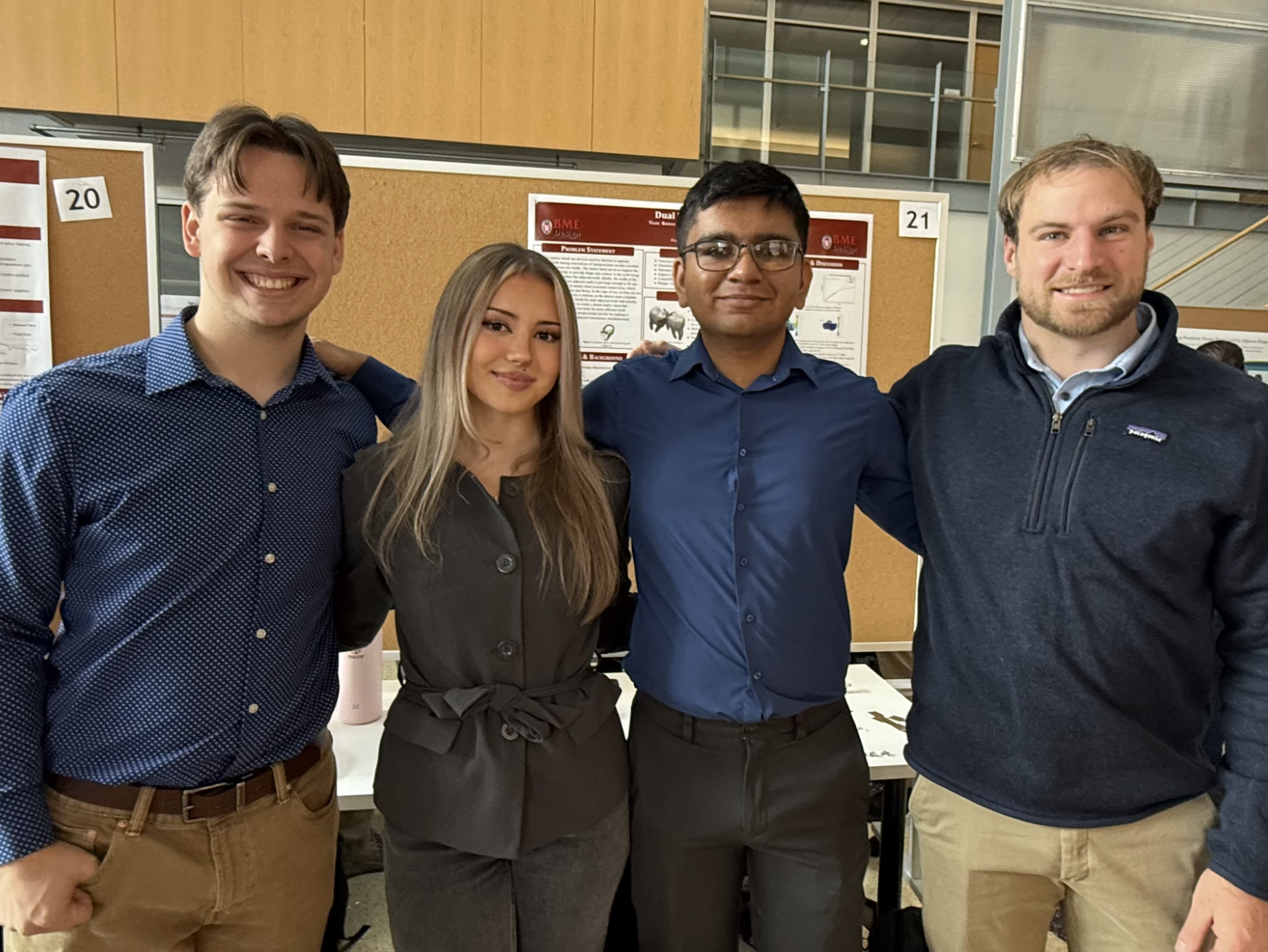 Team photo; from left to right: Keleous Lange (Communicator and Co-BPAG), Tatiana Predko (BWIG and Co-BPAG), Roshan Patel (Team Leader), and Joseph Koch (BSAC).